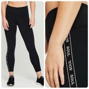 SOULCYCLE Womens Compression Leggings size S, Black with metallic lettering